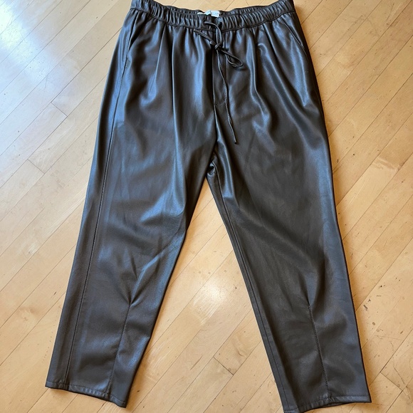 Zara The Weekend taupe Faux leather Mid Rise ankle pant, L, PG1434 - Picture 3 of 6